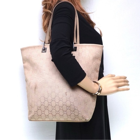 Auth Gucci Tote Bag Beige Canvas #5942G68 - Picture 2 of 9